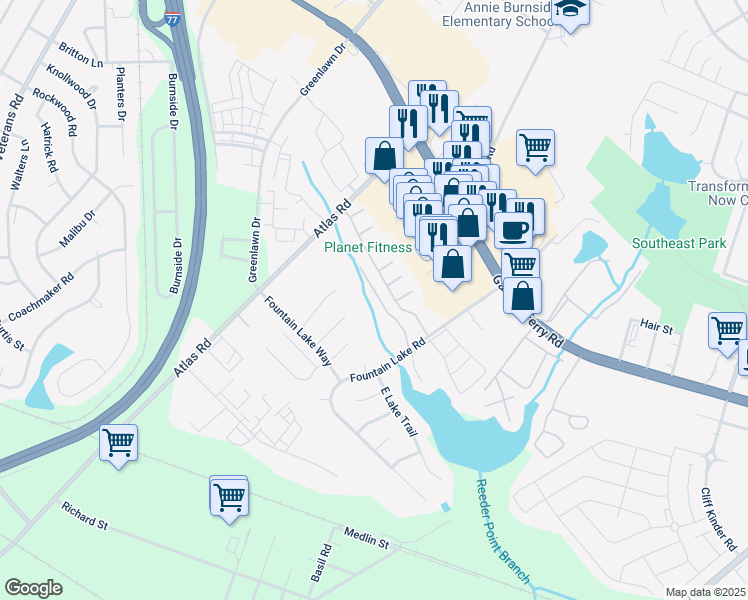 map of restaurants, bars, coffee shops, grocery stores, and more near 165 Cottage Lake Way in Columbia