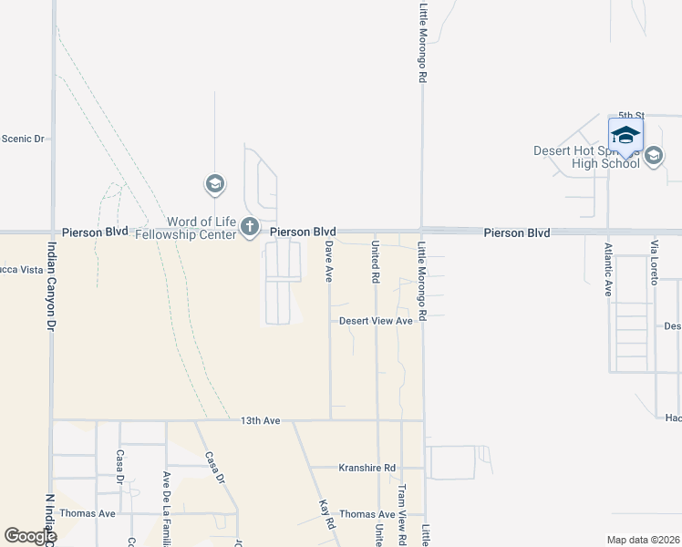 map of restaurants, bars, coffee shops, grocery stores, and more near 12216 Dave Avenue in Desert Hot Springs