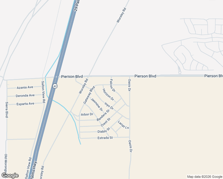 map of restaurants, bars, coffee shops, grocery stores, and more near Falcon Drive in Desert Hot Springs