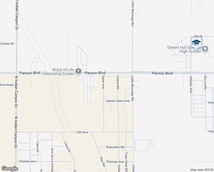 map of restaurants, bars, coffee shops, grocery stores, and more near 12216 Dave Avenue in Desert Hot Springs