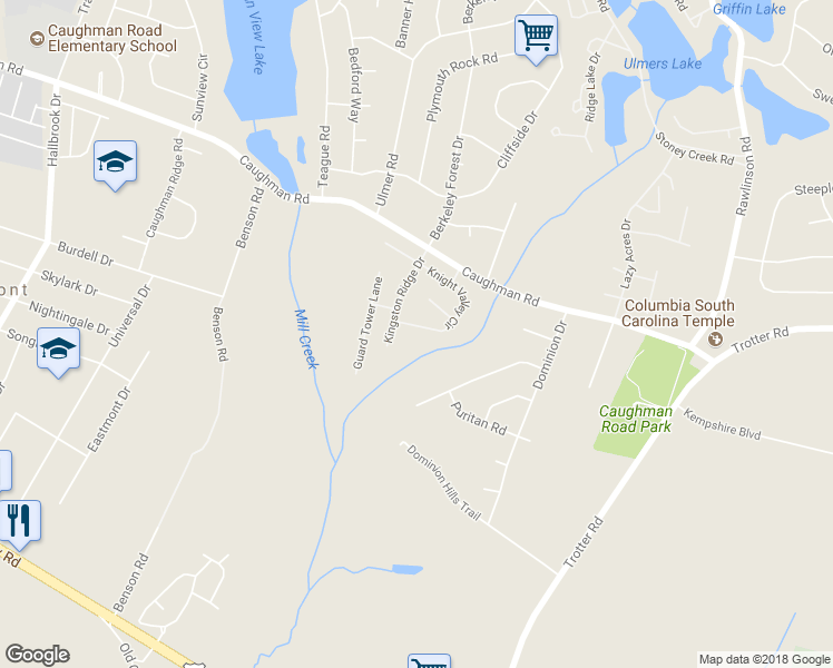 map of restaurants, bars, coffee shops, grocery stores, and more near 301 Knight Valley Circle in Columbia