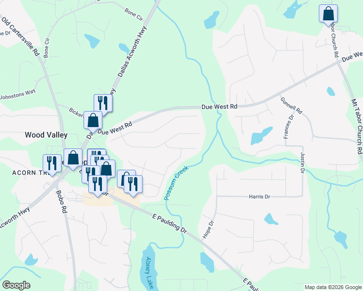 map of restaurants, bars, coffee shops, grocery stores, and more near 101 Sugar Berry Place in Dallas