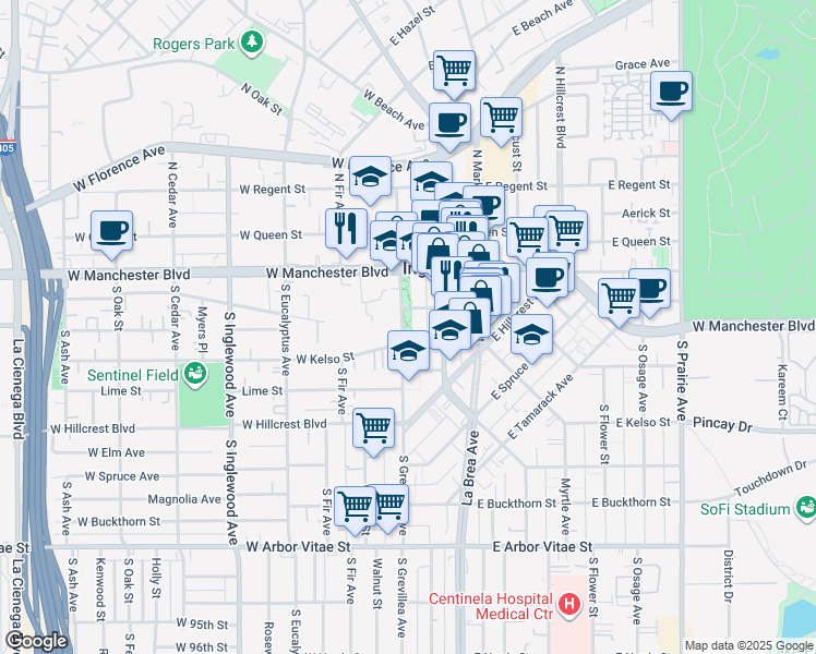 map of restaurants, bars, coffee shops, grocery stores, and more near in 