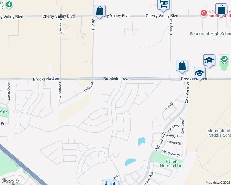 map of restaurants, bars, coffee shops, grocery stores, and more near 1776 Sarazen Street in Beaumont