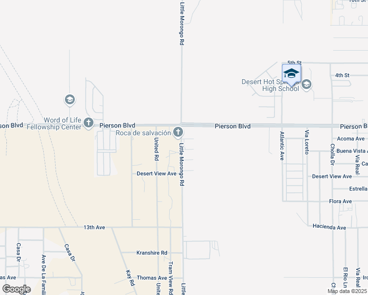 map of restaurants, bars, coffee shops, grocery stores, and more near Buena Vista Avenue in Desert Hot Springs