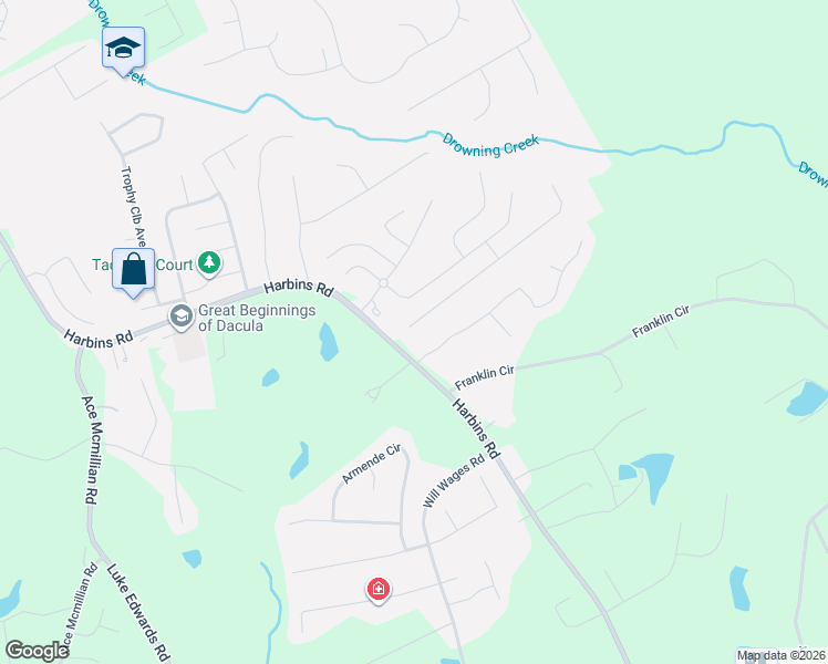 map of restaurants, bars, coffee shops, grocery stores, and more near 2828 Estate View Court in Dacula