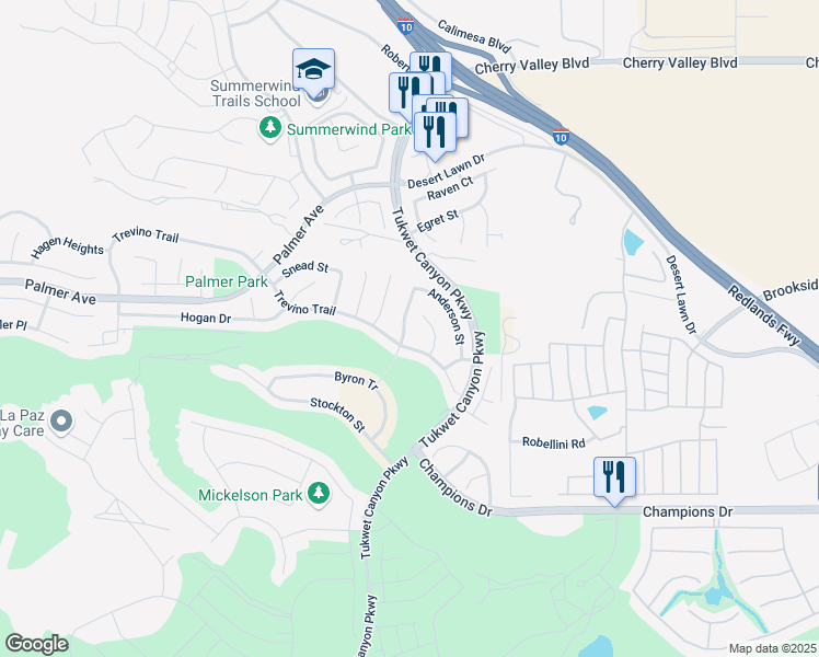 map of restaurants, bars, coffee shops, grocery stores, and more near 11248 Rosburg Road in Beaumont