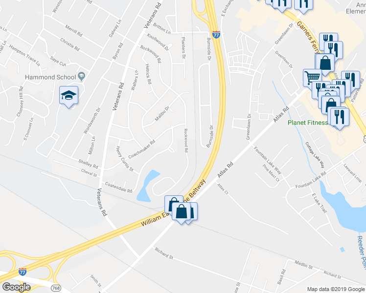 map of restaurants, bars, coffee shops, grocery stores, and more near 1101 Rockwood Road in Columbia