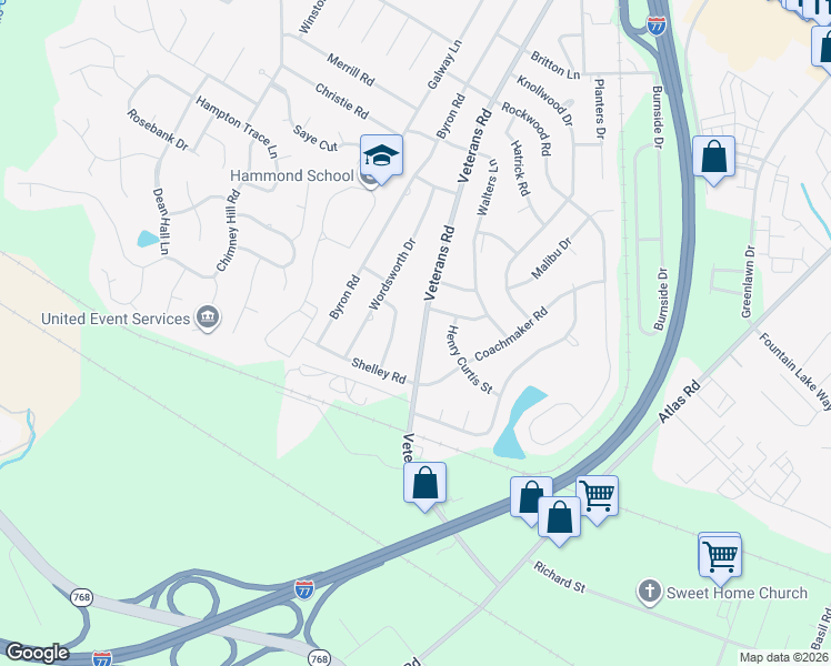 map of restaurants, bars, coffee shops, grocery stores, and more near 1036 Milton Lane in Columbia
