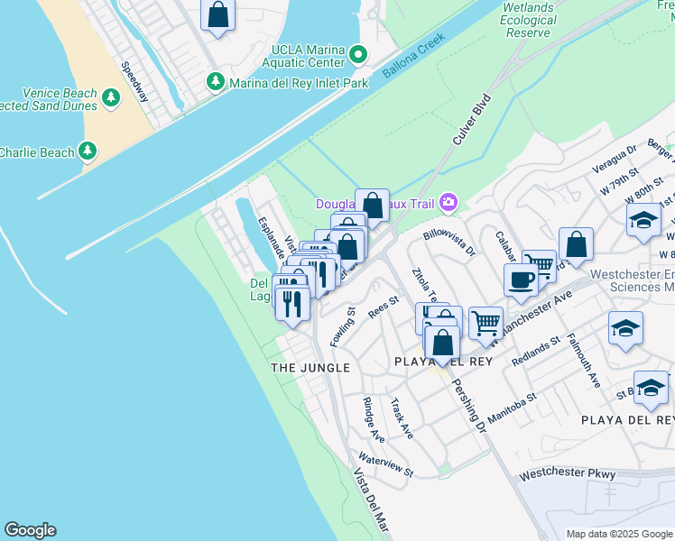 map of restaurants, bars, coffee shops, grocery stores, and more near 315 Culver Boulevard in Los Angeles