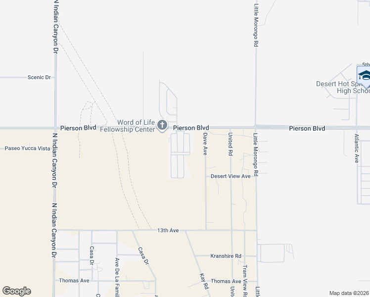 map of restaurants, bars, coffee shops, grocery stores, and more near 64625 Pierson Boulevard in Desert Hot Springs