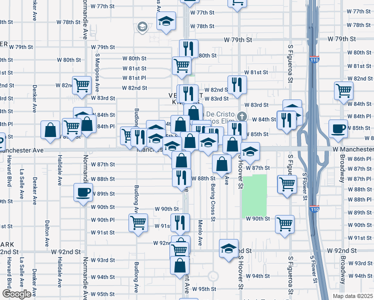 map of restaurants, bars, coffee shops, grocery stores, and more near in Los Angeles