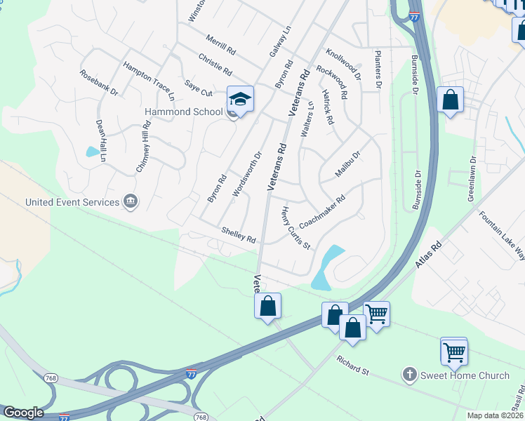 map of restaurants, bars, coffee shops, grocery stores, and more near 1036 Milton Lane in Columbia