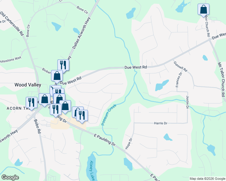 map of restaurants, bars, coffee shops, grocery stores, and more near 101 Sugar Berry Place in Dallas
