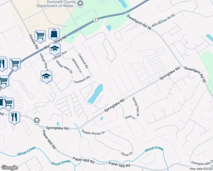map of restaurants, bars, coffee shops, grocery stores, and more near 165 Ashland Manor Drive in Lawrenceville