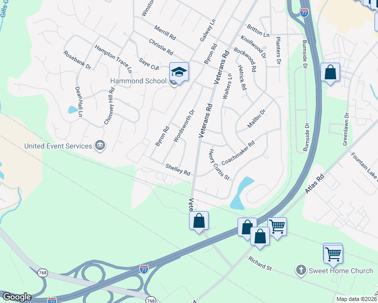 map of restaurants, bars, coffee shops, grocery stores, and more near 1036 Milton Lane in Columbia