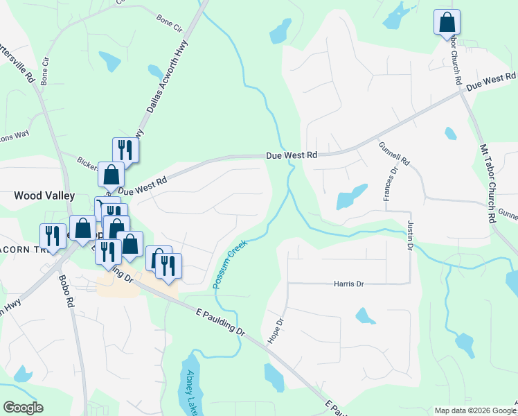 map of restaurants, bars, coffee shops, grocery stores, and more near 171 Sugar Berry Pl in Dallas