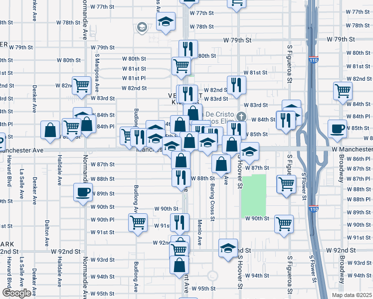 map of restaurants, bars, coffee shops, grocery stores, and more near in Los Angeles