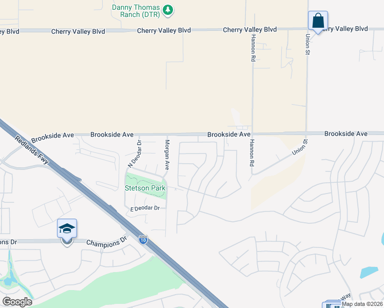 map of restaurants, bars, coffee shops, grocery stores, and more near 1165 Wisteria Way in Beaumont