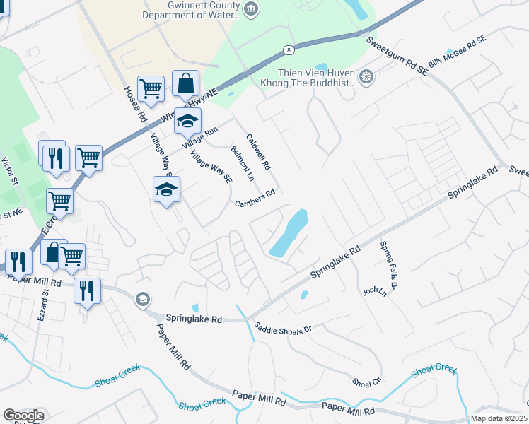 map of restaurants, bars, coffee shops, grocery stores, and more near 335 Cool Weather Drive in Lawrenceville