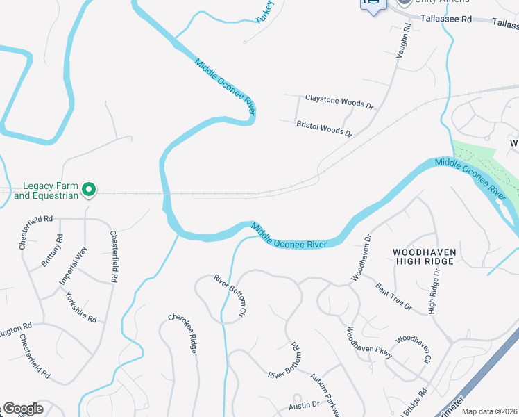 map of restaurants, bars, coffee shops, grocery stores, and more near 614 Vaughn Road in Athens