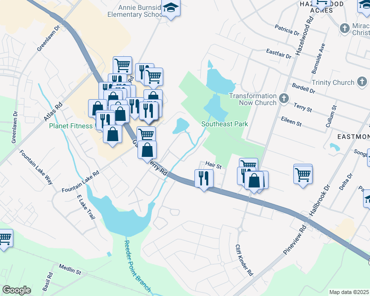 map of restaurants, bars, coffee shops, grocery stores, and more near 7648 Garners Ferry Road in Columbia
