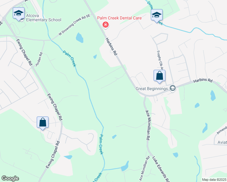 map of restaurants, bars, coffee shops, grocery stores, and more near 1161 Harbins Road in Dacula