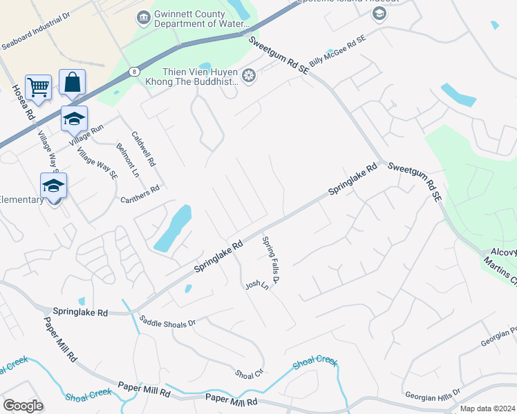 map of restaurants, bars, coffee shops, grocery stores, and more near 755 Ashland Park Way Southeast in Lawrenceville