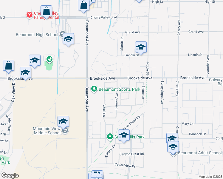 map of restaurants, bars, coffee shops, grocery stores, and more near 509 Monika Court in Beaumont