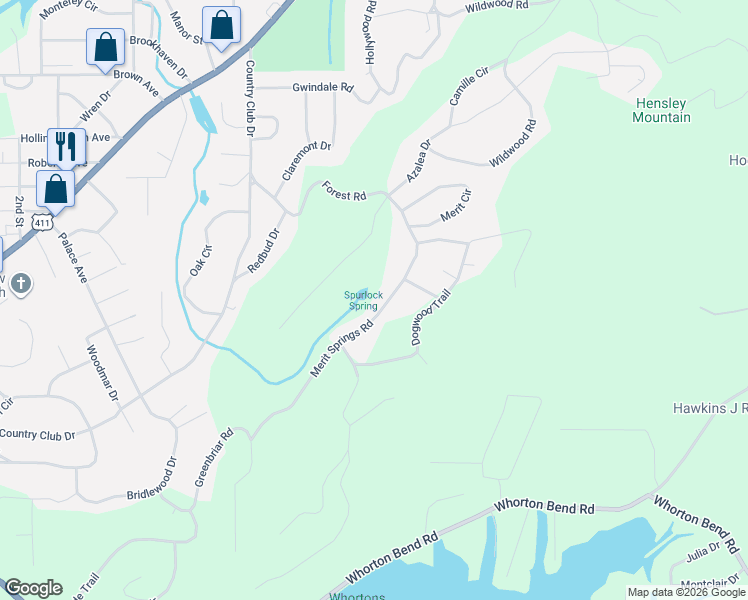 map of restaurants, bars, coffee shops, grocery stores, and more near 708 Merit Springs Road in Gadsden
