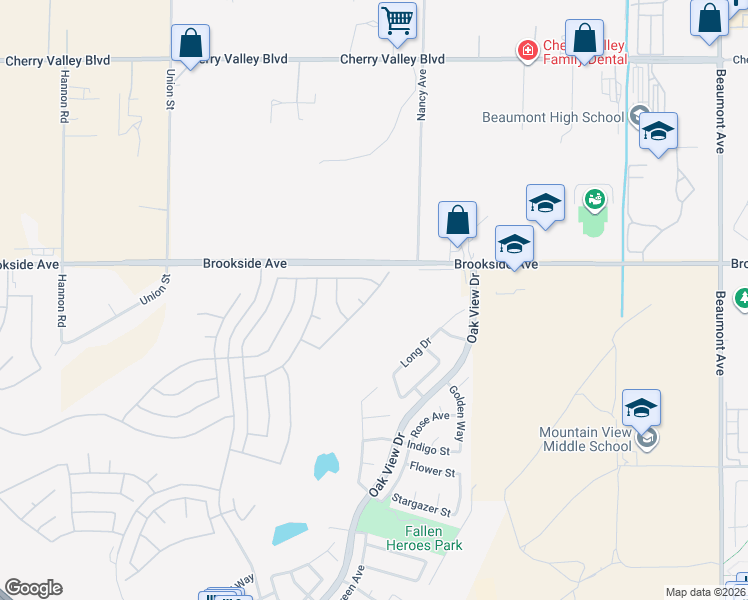 map of restaurants, bars, coffee shops, grocery stores, and more near 1778 La Cantera Way in Beaumont