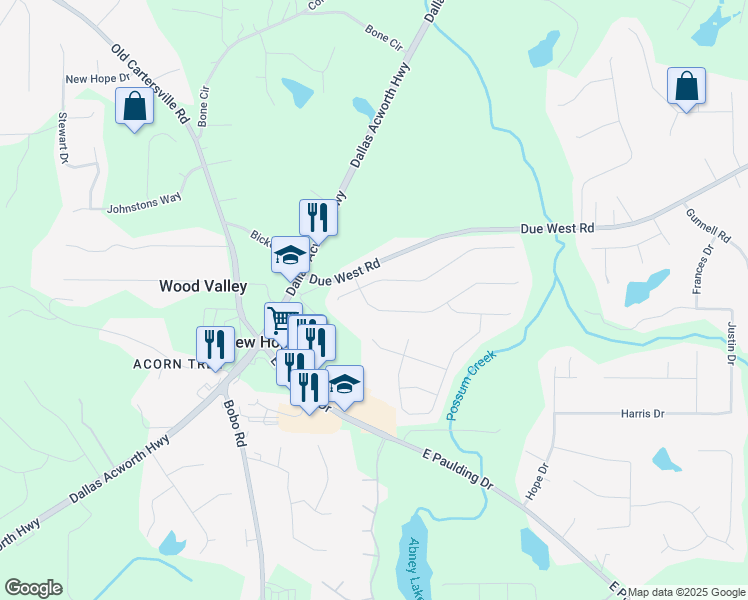 map of restaurants, bars, coffee shops, grocery stores, and more near 89 Autumn Creek Dr in Dallas
