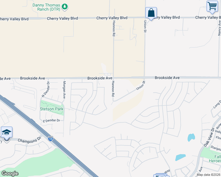 map of restaurants, bars, coffee shops, grocery stores, and more near 1791 Hannon Road in Cherry Valley