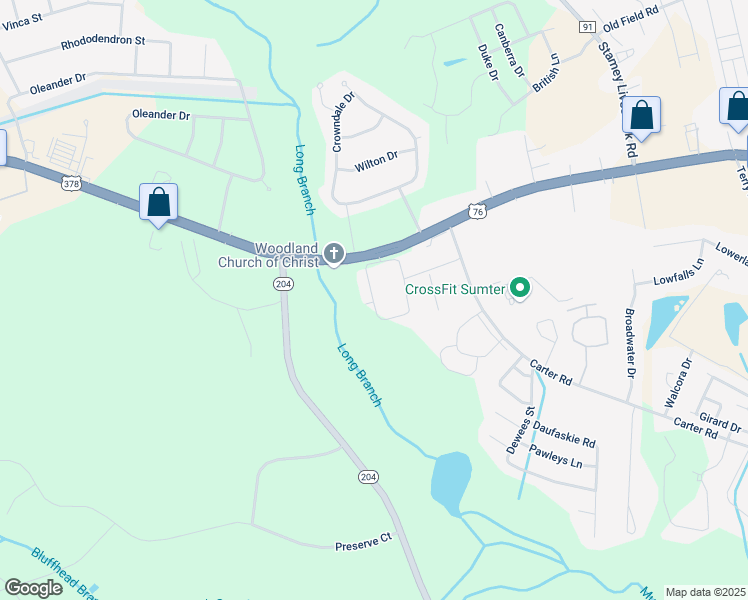 map of restaurants, bars, coffee shops, grocery stores, and more near 3370 Broad Street in Sumter