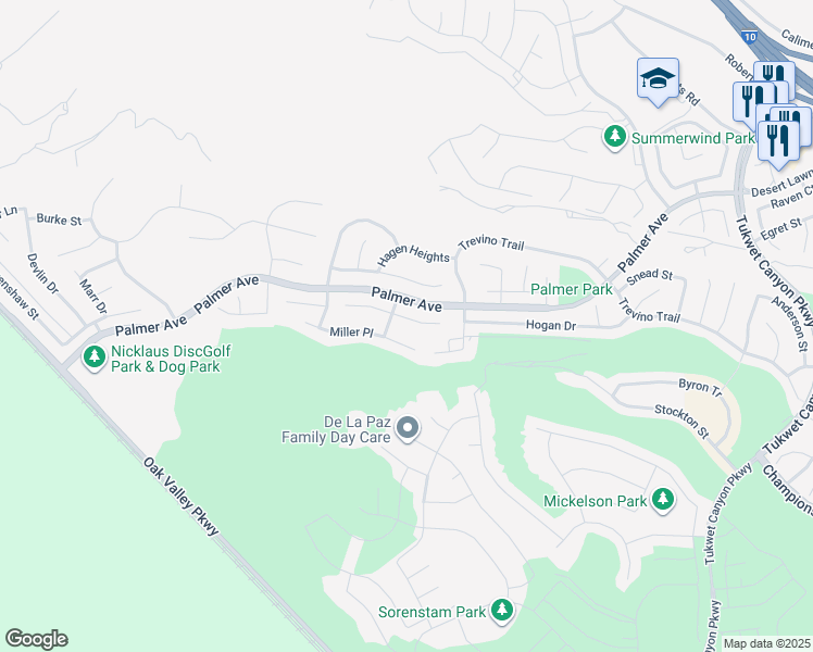 map of restaurants, bars, coffee shops, grocery stores, and more near 34925 Middlecoff Court in Beaumont