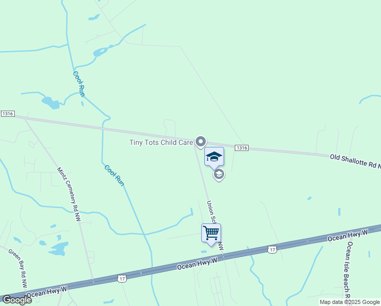 map of restaurants, bars, coffee shops, grocery stores, and more near 269 Union School Road Northwest in Ocean Isle Beach
