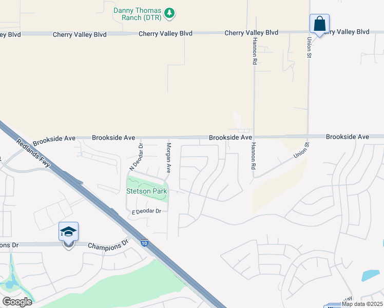 map of restaurants, bars, coffee shops, grocery stores, and more near 1176 Wisteria Way in Beaumont