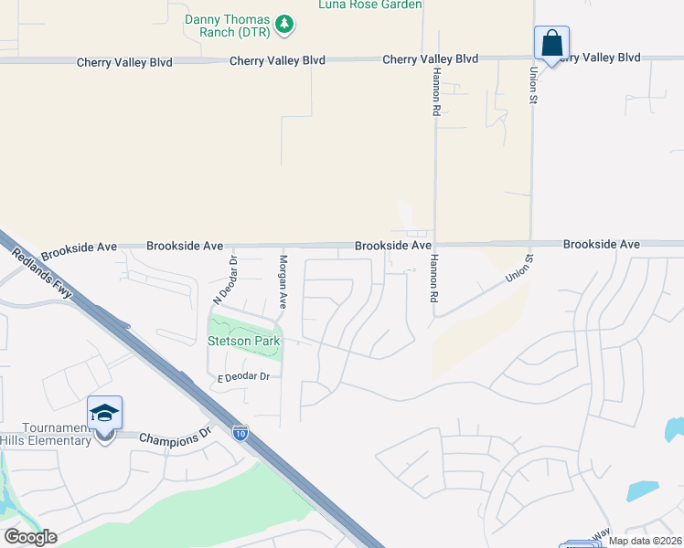map of restaurants, bars, coffee shops, grocery stores, and more near 1154 Wisteria Way in Beaumont