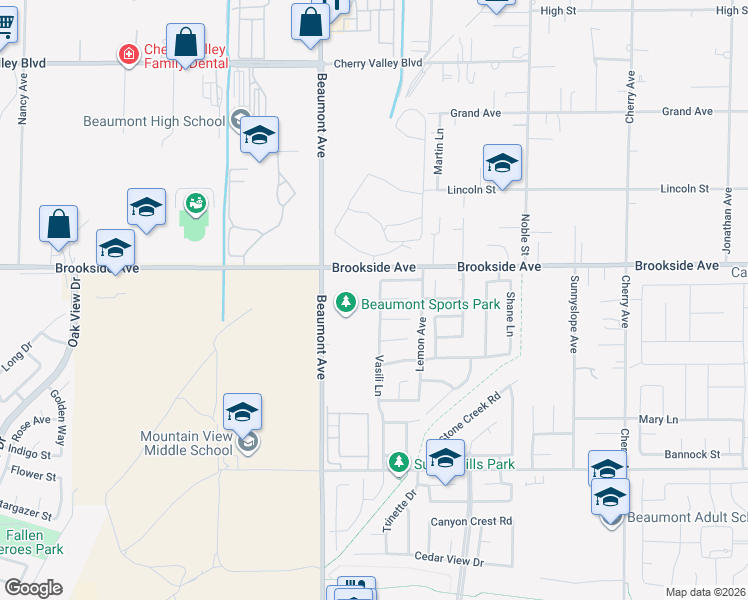 map of restaurants, bars, coffee shops, grocery stores, and more near 1767 Vasili Lane in Beaumont