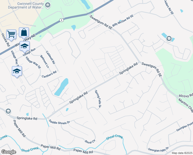 map of restaurants, bars, coffee shops, grocery stores, and more near 755 Ashland Park Way Southeast in Lawrenceville