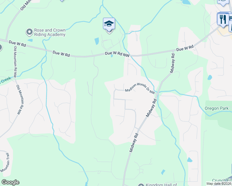 map of restaurants, bars, coffee shops, grocery stores, and more near 274 White Pine Way Northwest in Marietta