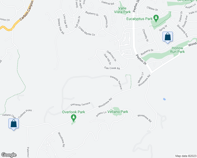 map of restaurants, bars, coffee shops, grocery stores, and more near 3051 Venezia Terrace in Chino Hills