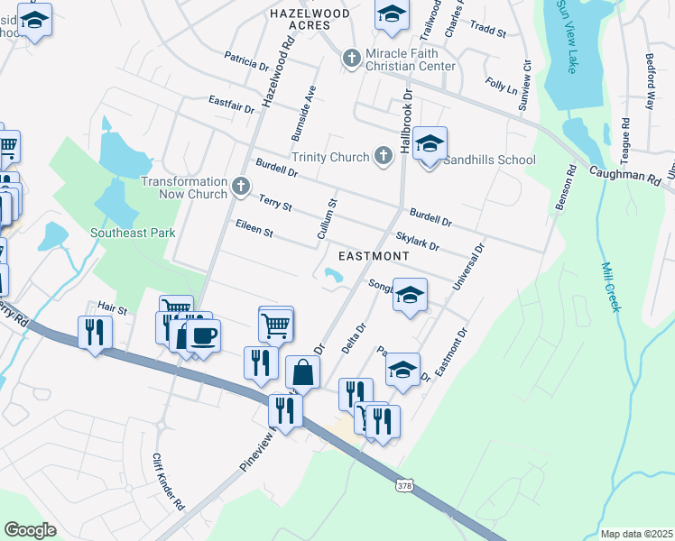 map of restaurants, bars, coffee shops, grocery stores, and more near 1101 Hallbrook Drive in Columbia
