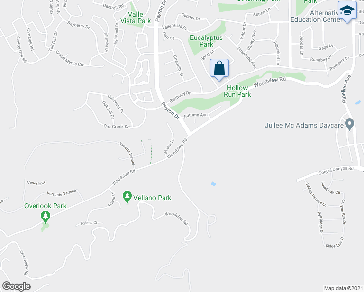 map of restaurants, bars, coffee shops, grocery stores, and more near 3447 Woodview Road in Chino Hills