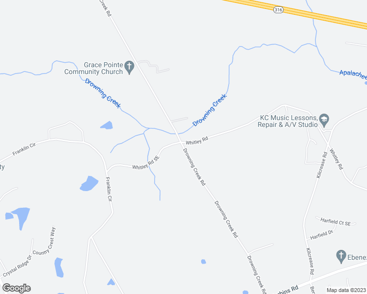map of restaurants, bars, coffee shops, grocery stores, and more near 1698 Drowning Creek Road in Dacula