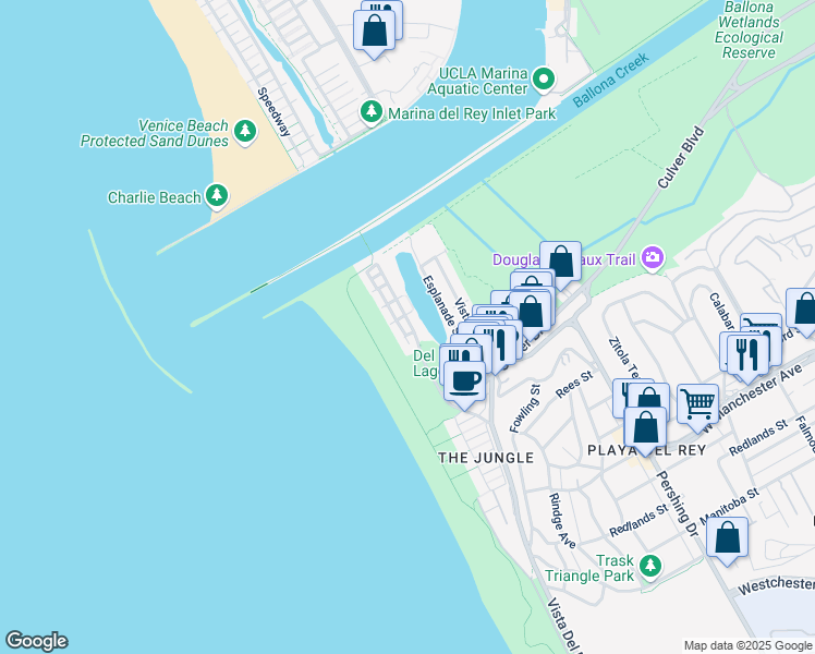 map of restaurants, bars, coffee shops, grocery stores, and more near 8 66th Avenue in Los Angeles