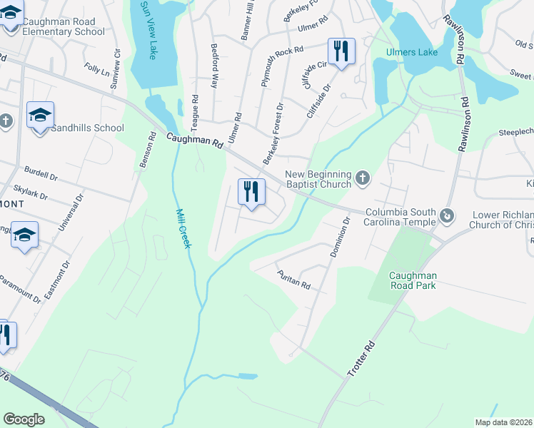 map of restaurants, bars, coffee shops, grocery stores, and more near 269 Knight Valley Circle in Columbia