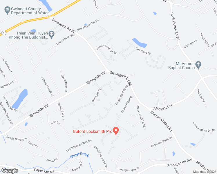 map of restaurants, bars, coffee shops, grocery stores, and more near 329 Meadow Farm Lane in Lawrenceville