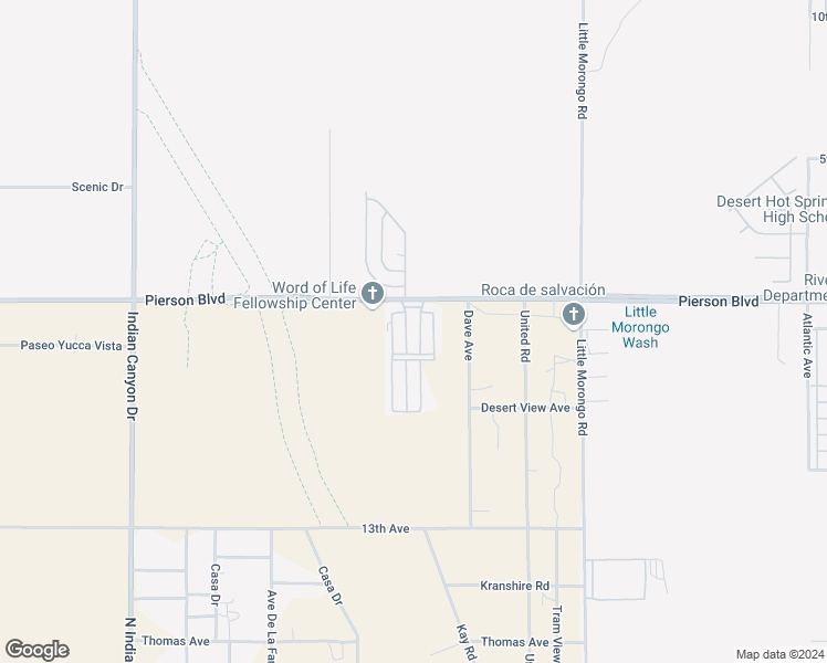 map of restaurants, bars, coffee shops, grocery stores, and more near 64625 Pierson Boulevard in Desert Hot Springs