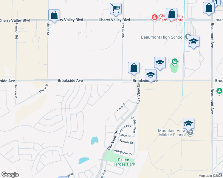 map of restaurants, bars, coffee shops, grocery stores, and more near 1786 La Cantera Way in Beaumont